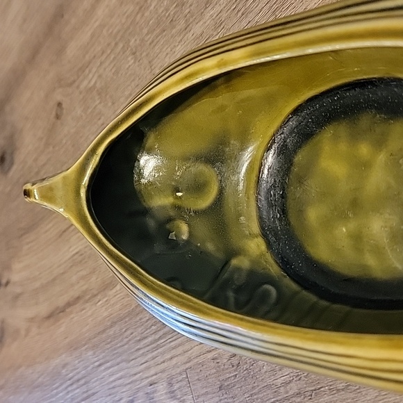 Vintage Brush Avocado Green Glaze Ceramic Planter - Picture 8 of 12